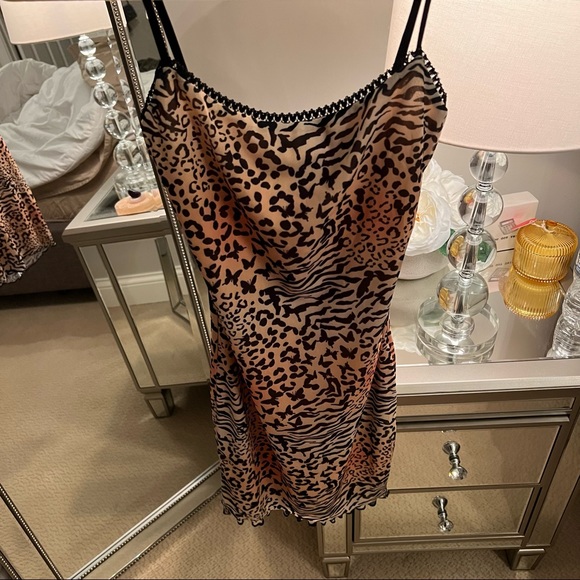 Princess Polly Autumn Mini Dress Leopard Bodycon Size 0 - Picture 7 of 9